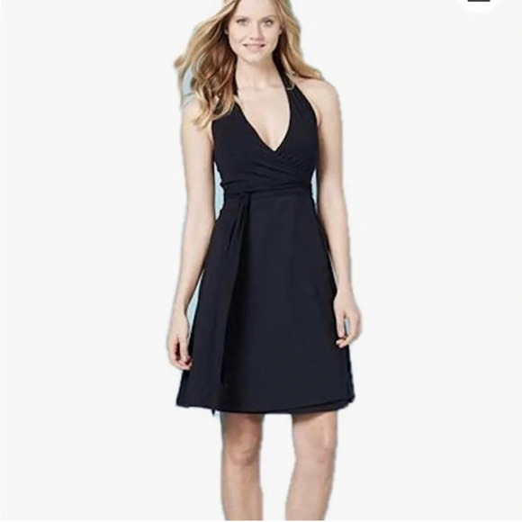 Boden Black Halter Wrap Ruby Dress Size 8L - Picture 1 of 6